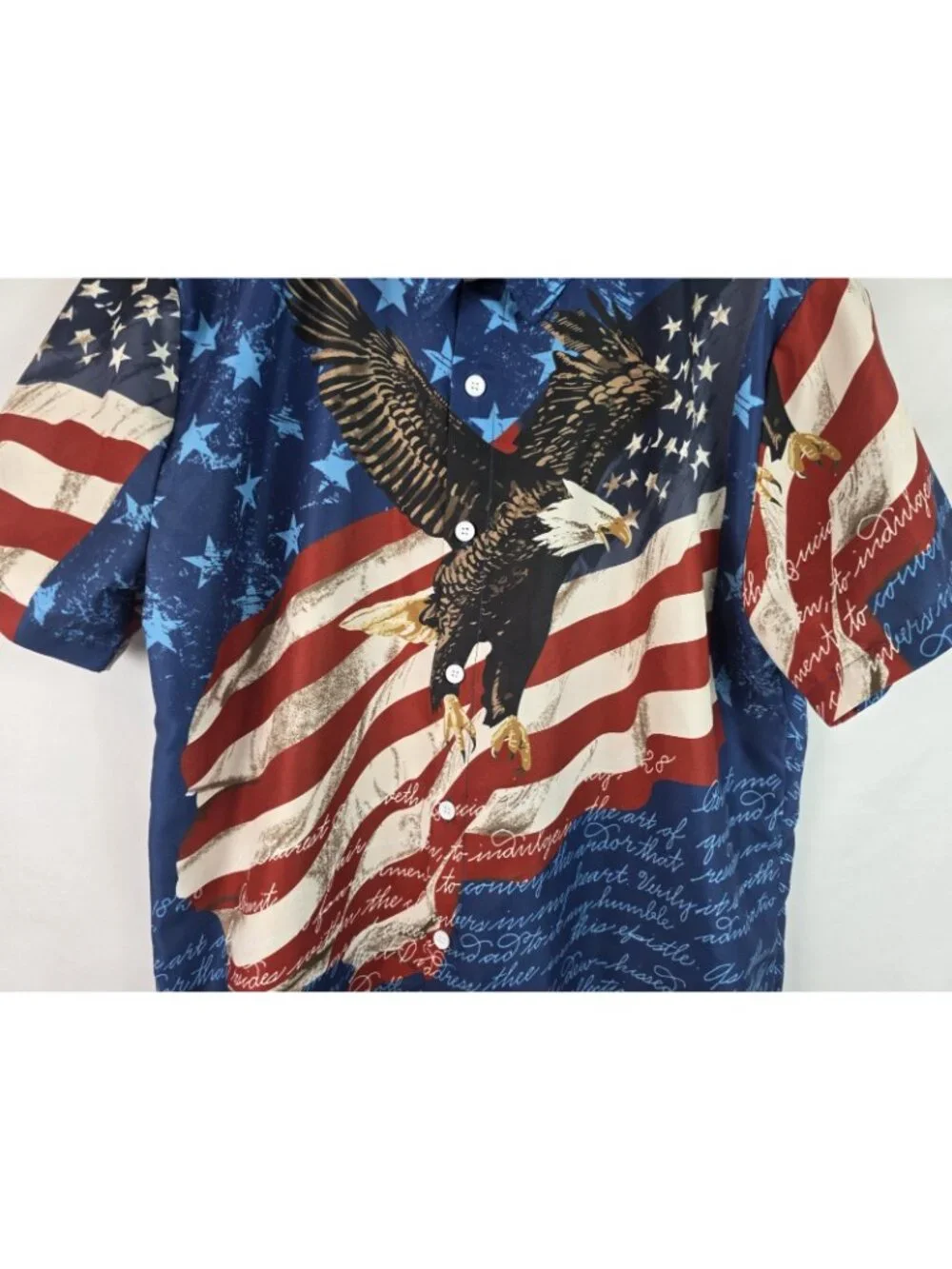 Arvil Hill Mens Shirt Size Large Blue Patriotic USA America Flag Button Down Top